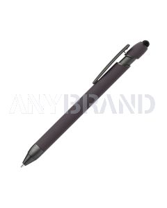 Alpha Soft Touch Dreikant-Kugelschreiber mit Stylus gunmetal grau