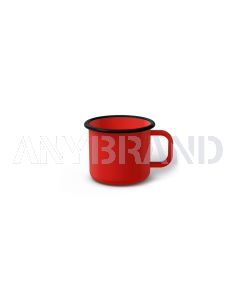 Emaille Tasse 5 cm rot, schwarzer Rand, Innenfarbe rot, (Espressotasse)
