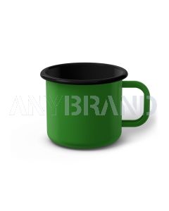 Emaille Tasse 8 cm hellgrün, schwarzer Rand, Innenfarbe schwarz, (Klassiker)