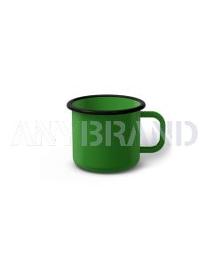 Emaille Tasse 6 cm hellgrün, schwarzer Rand, Innenfarbe hellgrün, (Kaffeetasse)