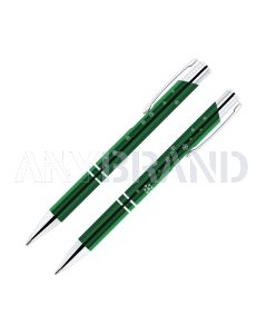 Paragon Weihnachtskugelschreiber metallic mit Weihnachtssternen grün