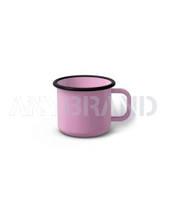 Emaille Tasse 6 cm pink, schwarzer Rand, Innenfarbe pink, (Kaffeetasse)
