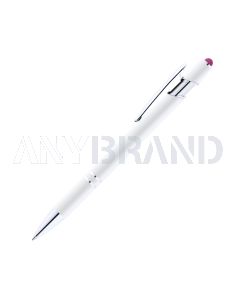 Alpha Soft Touch Kugelschreiber weiß mit farbigem Stylus pink