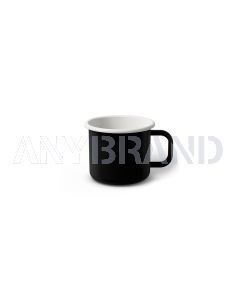 Emaille Tasse 5 cm schwarz, weißer Rand, Innenfarbe weiß, (Espressotasse)