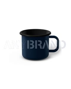 Emaille Tasse 7 cm dunkelblau, schwarzer Rand, Innenfarbe schwarz, (Cappuccinotasse)