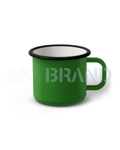 Emaille Tasse 8 cm hellgrün, schwarzer Rand, Innenfarbe weiß, (Klassiker)
