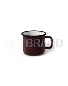 Emaille Tasse 6 cm dunkelbraun, schwarzer Rand, Innenfarbe weiß, (Kaffeetasse)