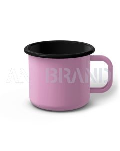 Emaille Tasse 9 cm pink, schwarzer Rand, Innenfarbe schwarz, (Jumbotasse)