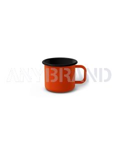 Emaille Tasse 5 cm orange, schwarzer Rand, Innenfarbe schwarz, (Espressotasse)