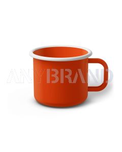 Emaille Tasse 8 cm orange, weißer Rand, Innenfarbe orange, (Klassiker)