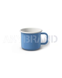 Emaille Tasse 6 cm blau, weißer Rand, Innenfarbe weiß, (Kaffeetasse)