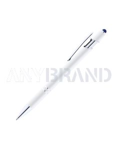 Alpha Soft Touch Kugelschreiber weiß mit farbigem Stylus blau