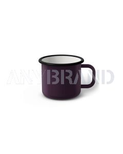 Emaille Tasse 6 cm dunkelviolett, schwarzer Rand, Innenfarbe weiß, (Kaffeetasse)