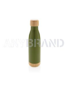 Vakuum Edelstahlfasche mit Deckel und Boden aus Bambus