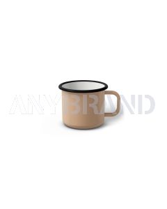 Emaille Tasse 5 cm hellbeige, schwarzer Rand, Innenfarbe weiß, (Espressotasse)