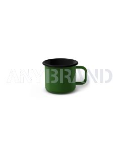 Emaille Tasse 5 cm grün, schwarzer Rand, Innenfarbe schwarz, (Espressotasse)