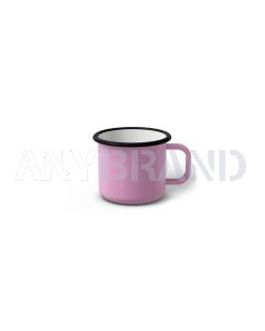 Emaille Tasse 5 cm pink, schwarzer Rand, Innenfarbe weiß, (Espressotasse)