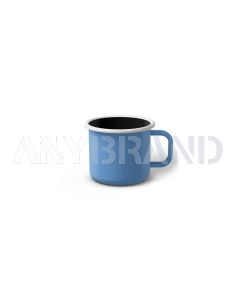 Emaille Tasse 5 cm blau, schwarzer Rand, Innenfarbe weiß, (Espressotasse)