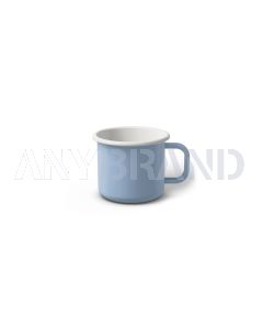 Emaille Tasse 5 cm hellblau, weißer Rand, Innenfarbe weiß, (Espressotasse)