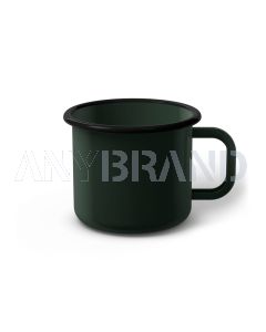 Emaille Tasse 8 cm dunkelgrün, schwarzer Rand, Innenfarbe dunkelgrün, (Klassiker)