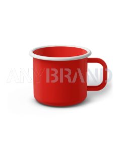 Emaille Tasse 8 cm rot, weißer Rand, Innenfarbe rot, (Klassiker)