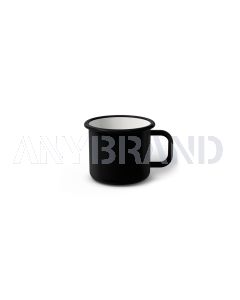 Emaille Tasse 5 cm schwarz, schwarzer Rand, Innenfarbe weiß, (Espressotasse)