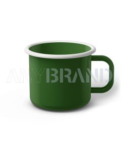 Emaille Tasse 9 cm grün, weißer Rand, Innenfarbe grün, (Jumbotasse)