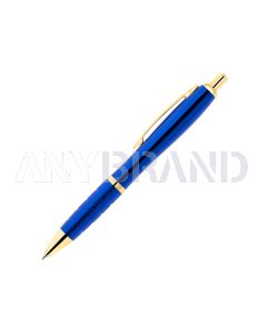 Curvo Metallkugelschreiber gold mit Softgripgriffzone blau