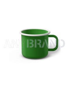 Emaille Tasse 7 cm hellgrün, weißer Rand, Innenfarbe hellgrün, (Cappuccinotasse)