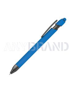 Alpha Rainbow Soft Touch Dreikant-Kugelschreiber mit Stylus gunmetal blau