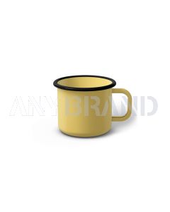 Emaille Tasse 6 cm hellgelb, schwarzer Rand, Innenfarbe hellgelb, (Kaffeetasse)