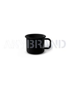 Emaille Tasse 5 cm schwarz, schwarzer Rand, Innenfarbe schwarz, (Espressotasse)