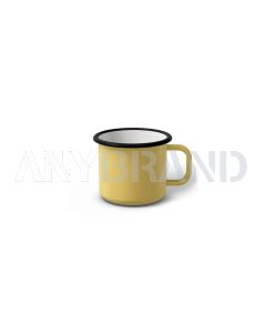Emaille Tasse 5 cm hellgelb, schwarzer Rand, Innenfarbe weiß, (Espressotasse)