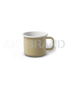 Emaille Tasse 6 cm beige, weißer Rand, Innenfarbe weiß, (Kaffeetasse)