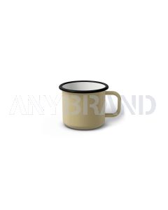 Emaille Tasse 5 cm beige, schwarzer Rand, Innenfarbe weiß, (Espressotasse)