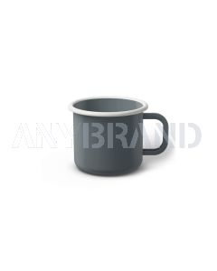 Emaille Tasse 6 cm grau, weißer Rand, Innenfarbe grau, (Kaffeetasse)