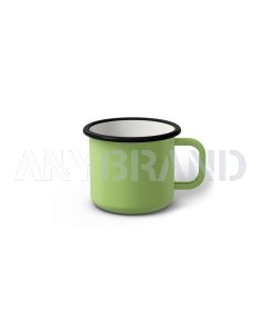 Emaille Tasse 6 cm limettengrün, schwarzer Rand, Innenfarbe weiß, (Kaffeetasse)