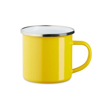 Emaille Tasse Fred 8 cm Sunny Side mit Stahlring
