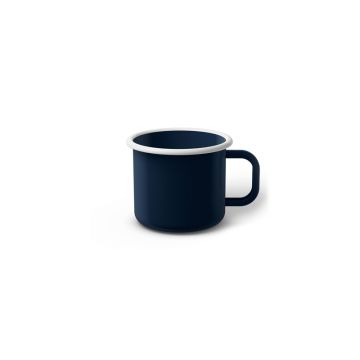 Emaille Tasse 5 cm dunkelblau, weißer Rand, Innenfarbe dunkelblau, (Espressotasse)
