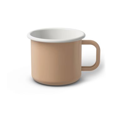 Emaille Tasse 8 cm hellbeige, weißer Rand, Innenfarbe weiß, (Klassiker)