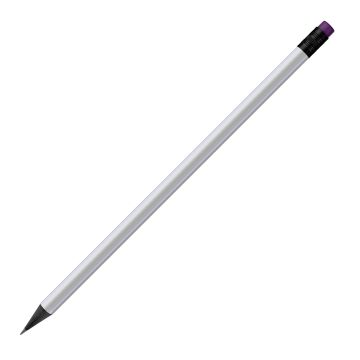 Designbleistift rund schwarz durchgefärbt, weiß matt mit Radierer, FSC purple