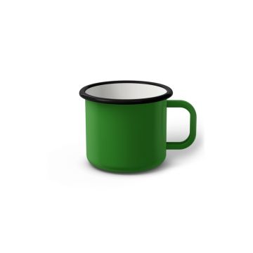 Emaille Tasse 6 cm hellgrün, schwarzer Rand, Innenfarbe weiß, (Kaffeetasse)