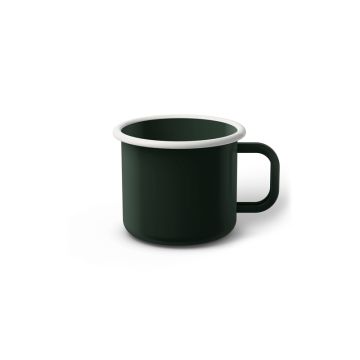 Emaille Tasse 6 cm dunkelgrün, weißer Rand, Innenfarbe dunkelgrün, (Kaffeetasse)
