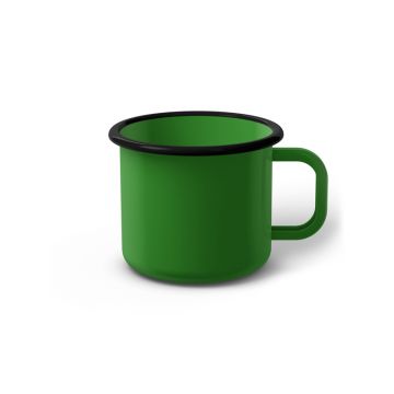 Emaille Tasse 7 cm hellgrün, schwarzer Rand, Innenfarbe hellgrün, (Cappuccinotasse)