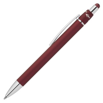 Alina Soft Touch Metallkugelschreiber mit Spinner und Stylus dunkelrot