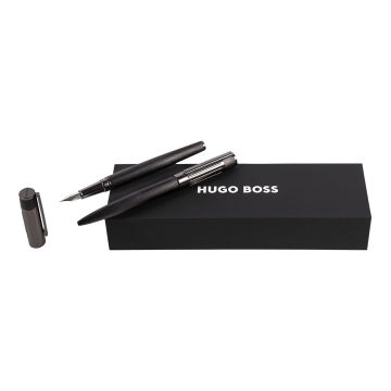HUGO BOSS Set Gear Ribs Black (kugelschreiber & füllfederhalter)