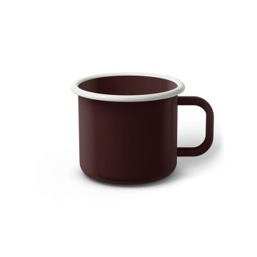 Emaille Tasse 7 cm dunkelbraun, weißer Rand, Innenfarbe dunkelbraun, (Cappuccinotasse)