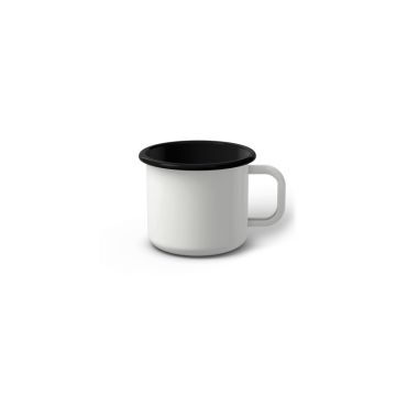 Emaille Tasse 5 cm weiß, schwarzer Rand, Innenfarbe schwarz, (Espressotasse)