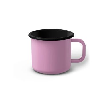 Emaille Tasse 7 cm pink, schwarzer Rand, Innenfarbe schwarz, (Cappuccinotasse)