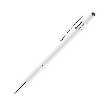 Alpha Soft Touch Kugelschreiber weiß mit farbigem Stylus rot